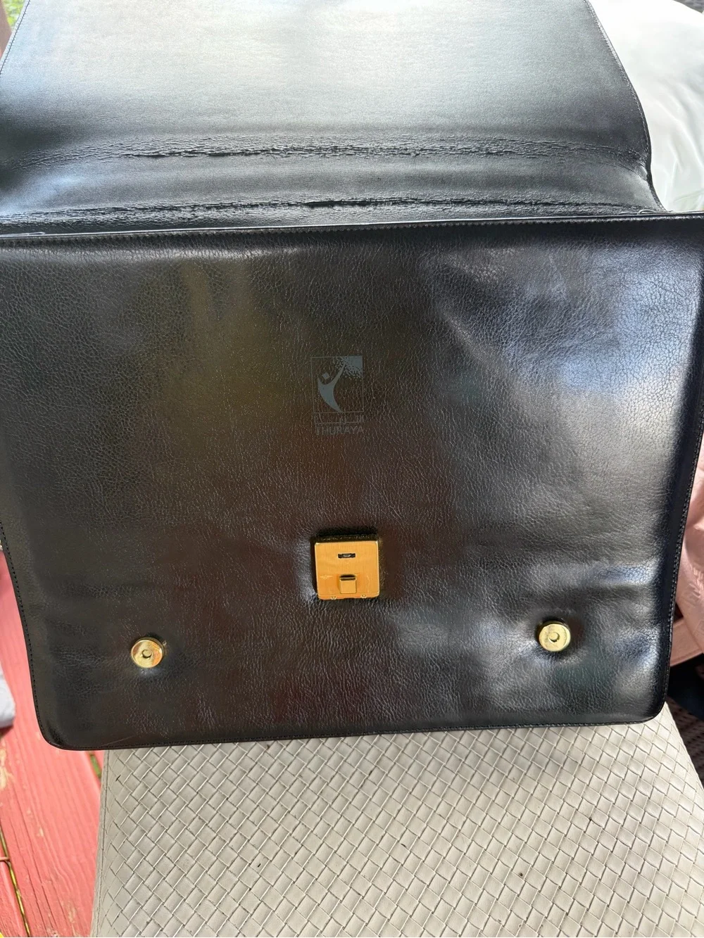 Men's Black Leather Briefcase with Removable Shoulder Strap 100 leather
